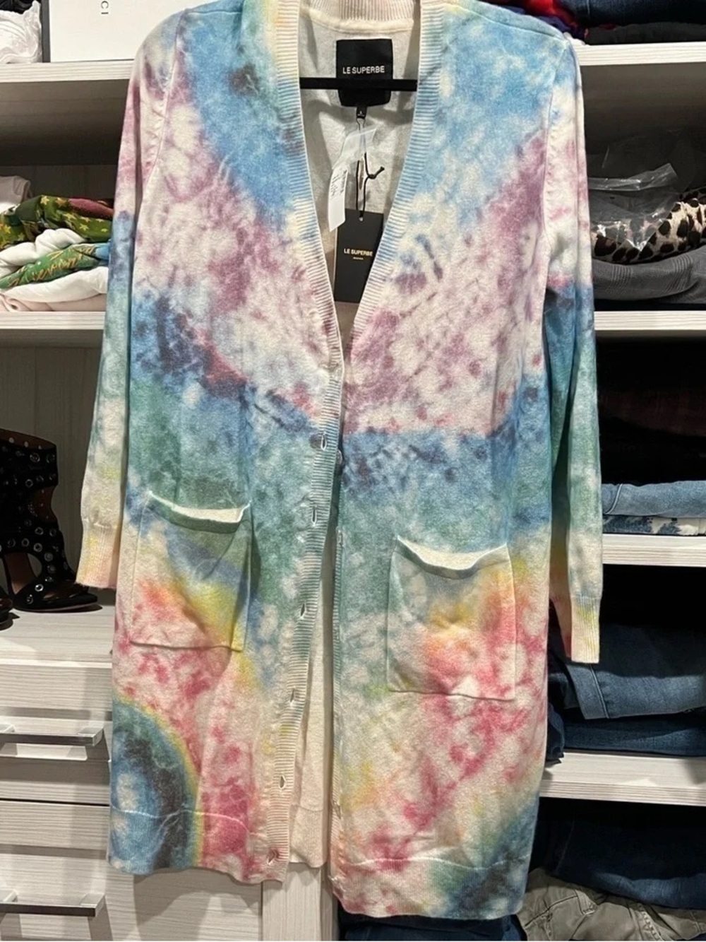 Women's Multicolor Tie-Dye Long Cardigan Sweater